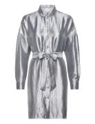 Slfsilva-Tonia Ls Shirt Dress B Silver Selected