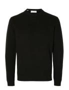 Slhdane Ls Knit Structure Crew Neck Noos Black Selected
