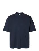 Slhlooseoscar Ss O-Neck Tee Noos Navy Selected