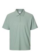 Slhrelax-Plisse Half Zip Ss Polo Ex Green Selected
