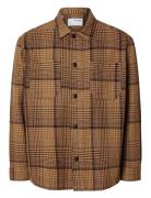 Slhboxy-Houndstooth Big Check Overshirt Brown Selected
