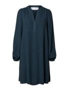 Slfviva Ls Short V-Neck Dress Noos Blue Selected
