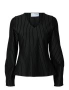 Slfpennie Ls V-Neck Top Black Selected