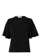 Slftenny Ss V-Neck Top Noos Black Selected