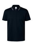 Slhfave Sport Zip Ss Polo Noos Navy Selected