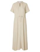 Slfviva-Damina Ss Ankle Sun Dress Noos Cream Selected