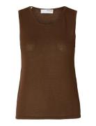 Slfmoon Sus Sl Knit Top B Brown Selected