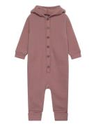 Wool Baby Suit W. Hood Pink Mikk-line