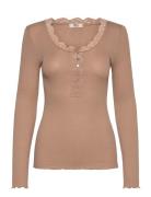 Rmwbalta Ls Regular Placket T-Shirt Beige RM By Rosemunde