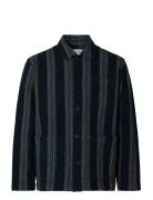 Slhtony Waffle Stripe Overshirt Black Selected
