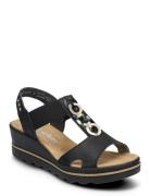Rieker Ladies' Sandals 67498-00 Black Black Rieker