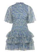 Minnie Short Sleeve Lace Mini Dress Blue Malina