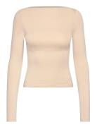 Cotton Boat Neck T-Shirt Cream Mango