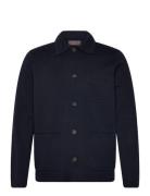 Jake Knitted Shirt Jacket Navy Morris