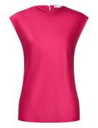 Satin Blouse With Draped Neck Pink Mango