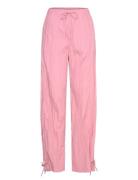2342 Pleated Poly, Loose Pants W/ Tie Pink STINE GOYA
