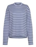 Striped Boxy Long Sleeve T-Shirt Blue Weekday