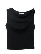 Asymmetrical Draped Top With Straps Black Mango