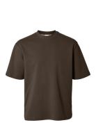 Slhlooseoscar Ss O-Neck Tee Noos Brown Selected