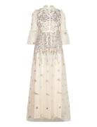 Nicolina Long Sleeved Lace Maxi Dress Cream Malina