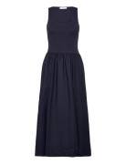 Flared Dress In Combined Fabric Navy Mango