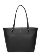 Crosshatch Leather Medium Karly Tote Black Lauren Ralph Lauren