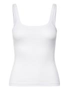 Close Fitted Ribbed Singlet White Weekday