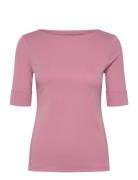 Stretch Cotton Boatneck Tee Pink Lauren Ralph Lauren