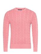 Cable-Knit Mineral-Dyed Cotton Sweater Pink Polo Ralph Lauren
