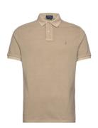 Custom Slim Mineral-Dyed Mesh Polo Shirt Beige Polo Ralph Lauren