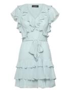 Ruffle-Trim Crinkle Georgette Dress Blue Lauren Ralph Lauren