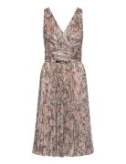 Floral Metallic Chiffon Cocktail Dress Brown Lauren Ralph Lauren