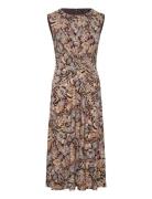 Floral Twist-Front Jersey Dress Brown Lauren Ralph Lauren
