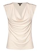 Jersey Sleeveless Cowlneck Top Beige Lauren Ralph Lauren