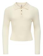 Kogmila Ls Rib Button Polo Neck Cp Knt Cream Kids Only