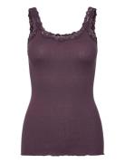 Rwbabette Sl Deep Back Lace Top Burgundy Rosemunde