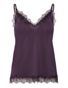 Rwbillie Sl Lace Strap Top Purple Rosemunde