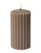Striped Led Pillar Candle Beige C'est Bon