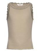 Rkbalta Modal Sl Short Lace Top Beige Rosemunde Kids