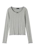Nlfnamel Ls Short Deep Neck Top Grey LMTD