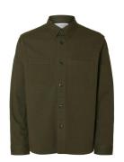 Slhtravis Twill Overshirt Ls Noos Green Selected