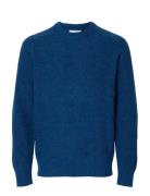 Slhrai Ls Knit Crew Neck Noos Blue Selected
