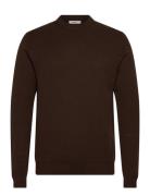 Slhdane Ls Knit Structure Crew Neck Noos Brown Selected