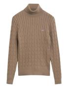 Stretch Cotton Cable Turtleneck Beige GANT