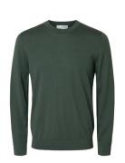 Slhtray Ls Knit Merino Crew Neck Noos Khaki Selected