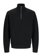 Jprblamilano Stitch Knit Half Zip Jnr Black Jack & J S