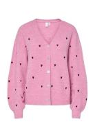 Yasbow Ls Embroided Knit Cardigan S. Pink YAS