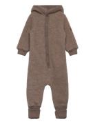 Wool Baby Suit W. Hood Brown Mikk-line