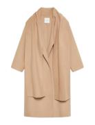 Dbl Face Wool Scarf Coat Beige Calvin Klein