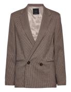 Double-Breasted Micro-Houndstooth Jacket Burgundy Mango